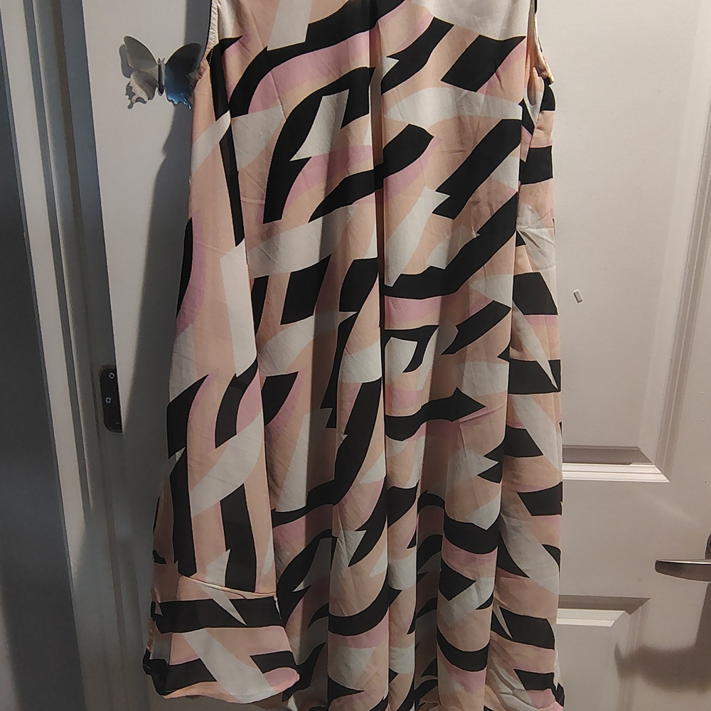 Black and Pink Asymmetrical Maxi Dress for Cocktail